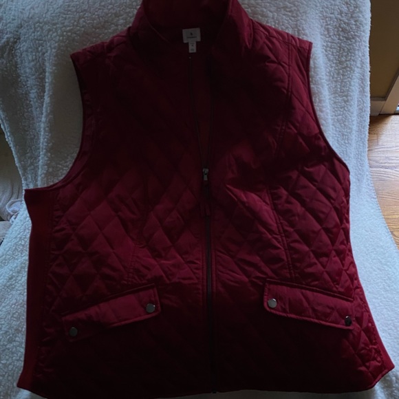DressBarn Quilted Zip Vest 3X Gorgeous Red EUC - Picture 3 of 6